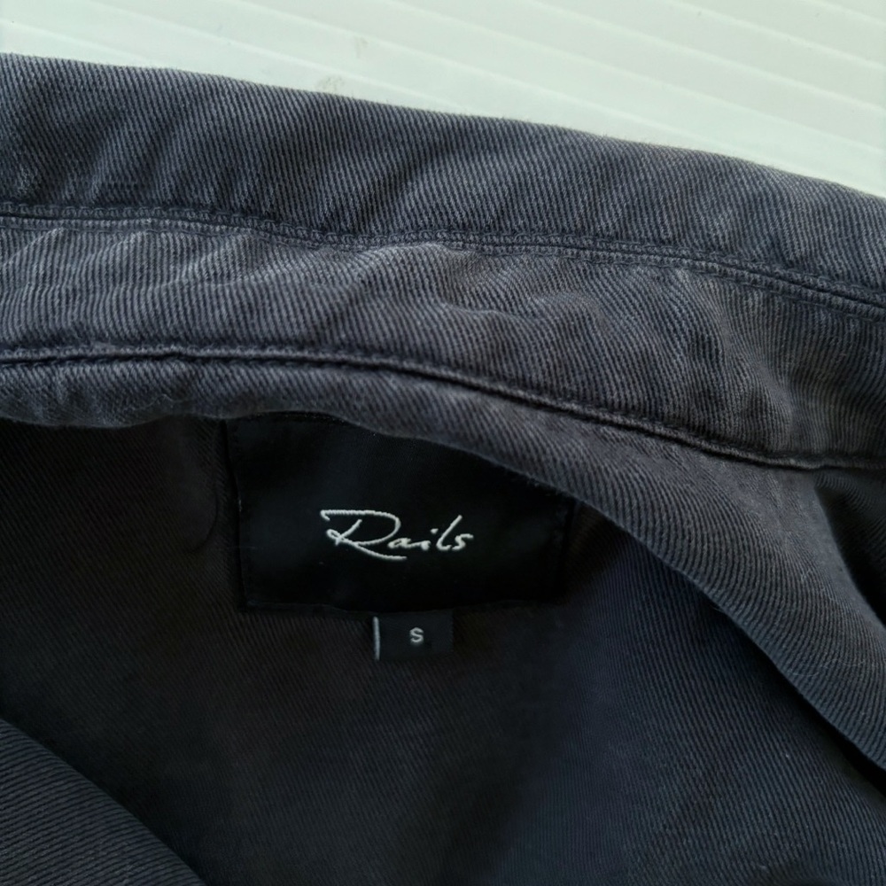 Rails Coal Grey Linen Blend Asymmetrical Zip Moto Jacket Small - Picture 6 of 9